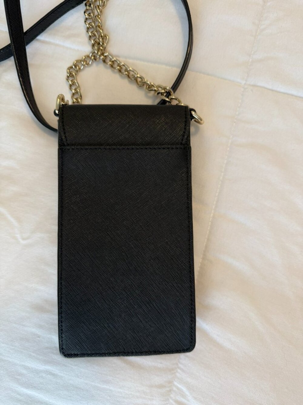 Kate Spade Black Cat Leather Crossbody Phone Bag with Chain-and-Leather Strap - Picture 5 of 12